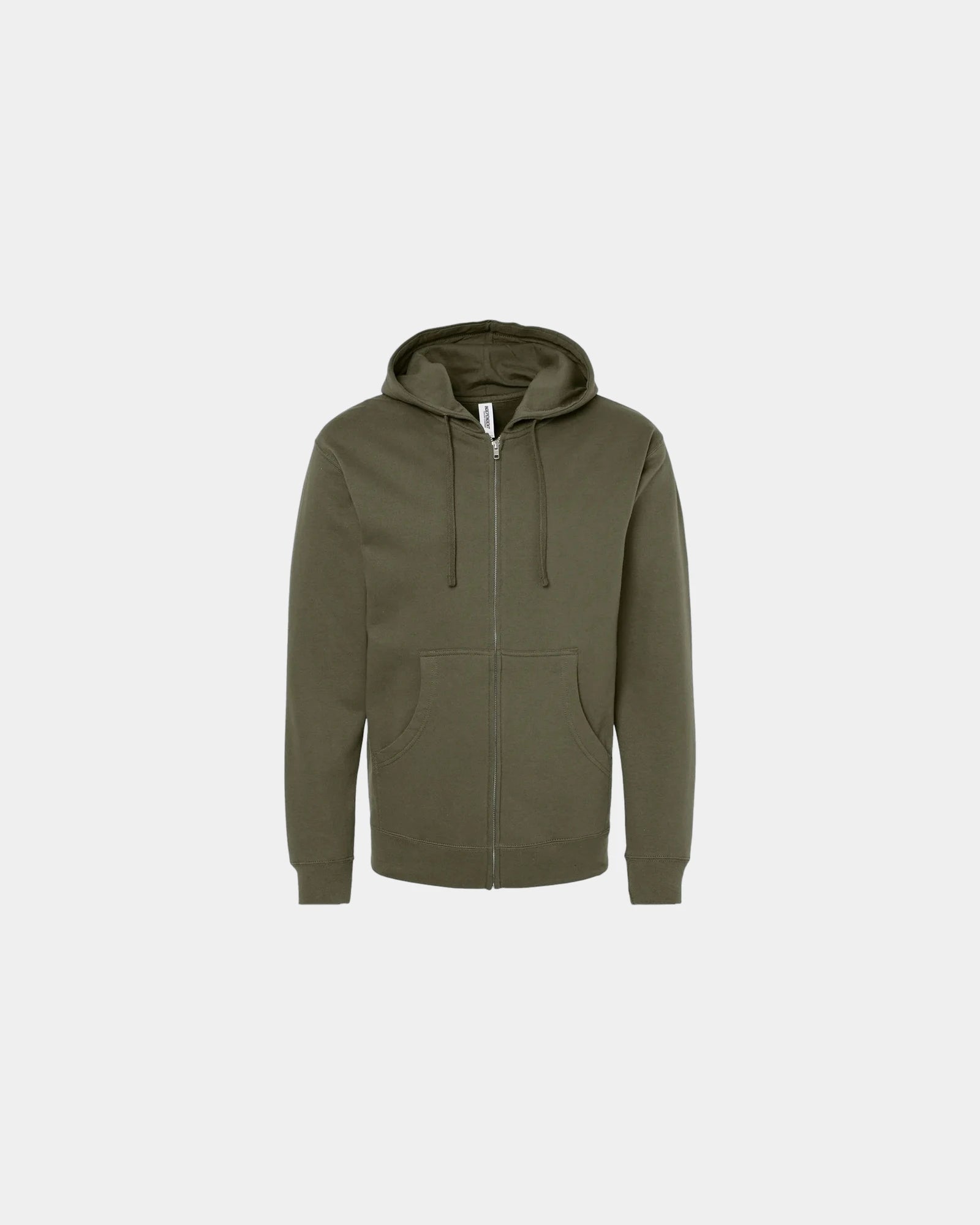 Custom full-zip hoodie Independent Trading Co. Midweight - Army