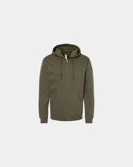 Custom full-zip hoodie Independent Trading Co. Midweight - Army
