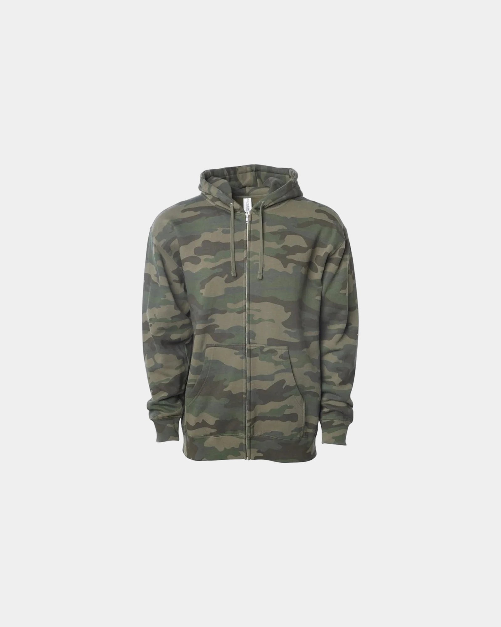 Custom full-zip hoodie Independent Trading Co. Midweight - Forest Camo