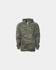 Custom full-zip hoodie Independent Trading Co. Midweight - Forest Camo
