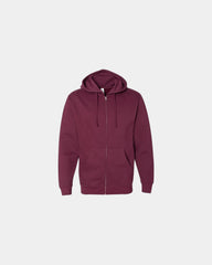 Custom full-zip hoodie Independent Trading Co. Midweight - Maroon