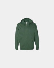 Custom full-zip hoodie Independent Trading Co. Midweight - Alpine Green