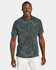 Custom tropical print moisture-wicking polo - Coal