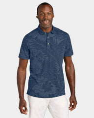 Custom tropical print moisture-wicking polo - Blue Note