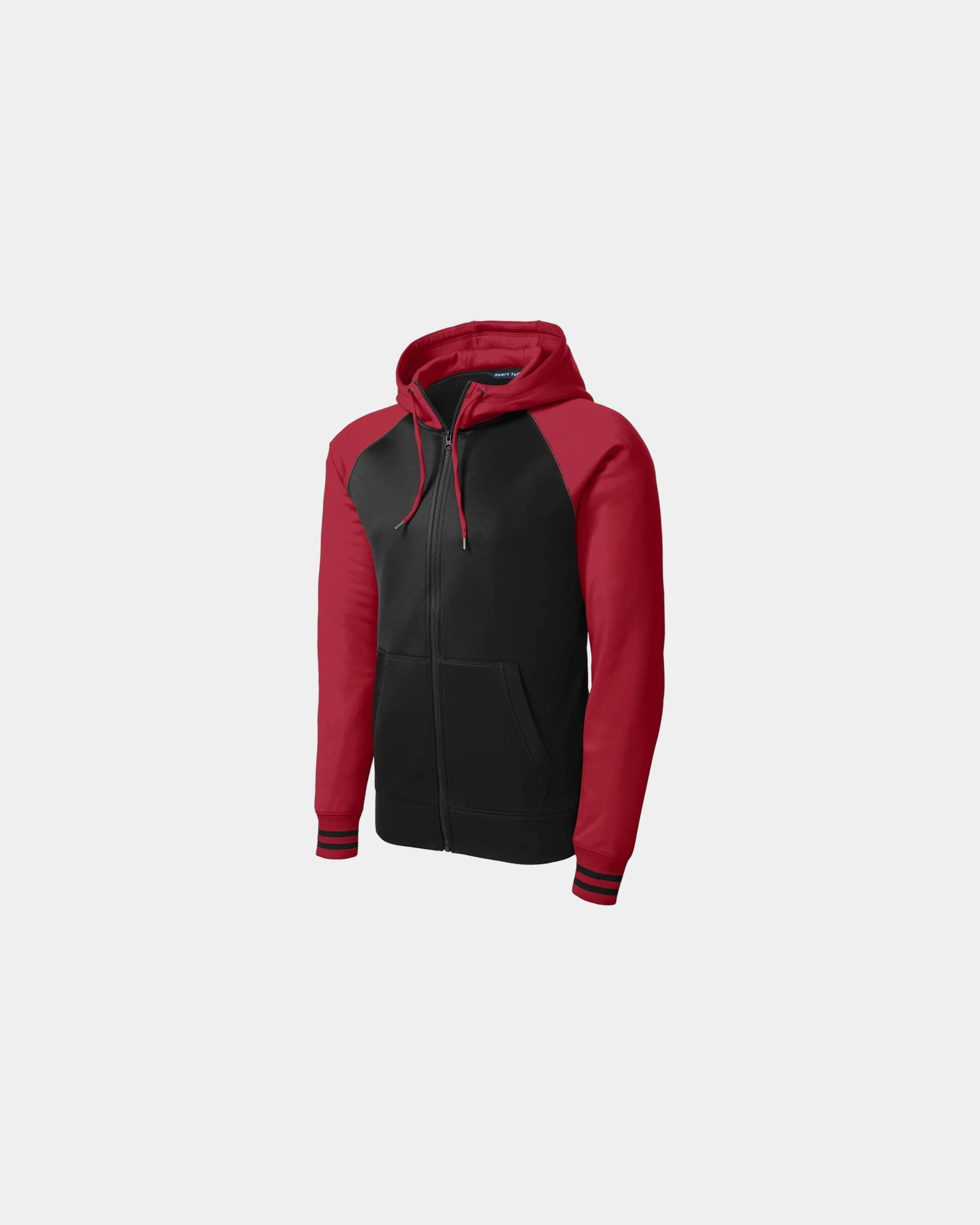 Custom fleece Sport-Tek full-zip hooded jacket - Black/ Deep Red