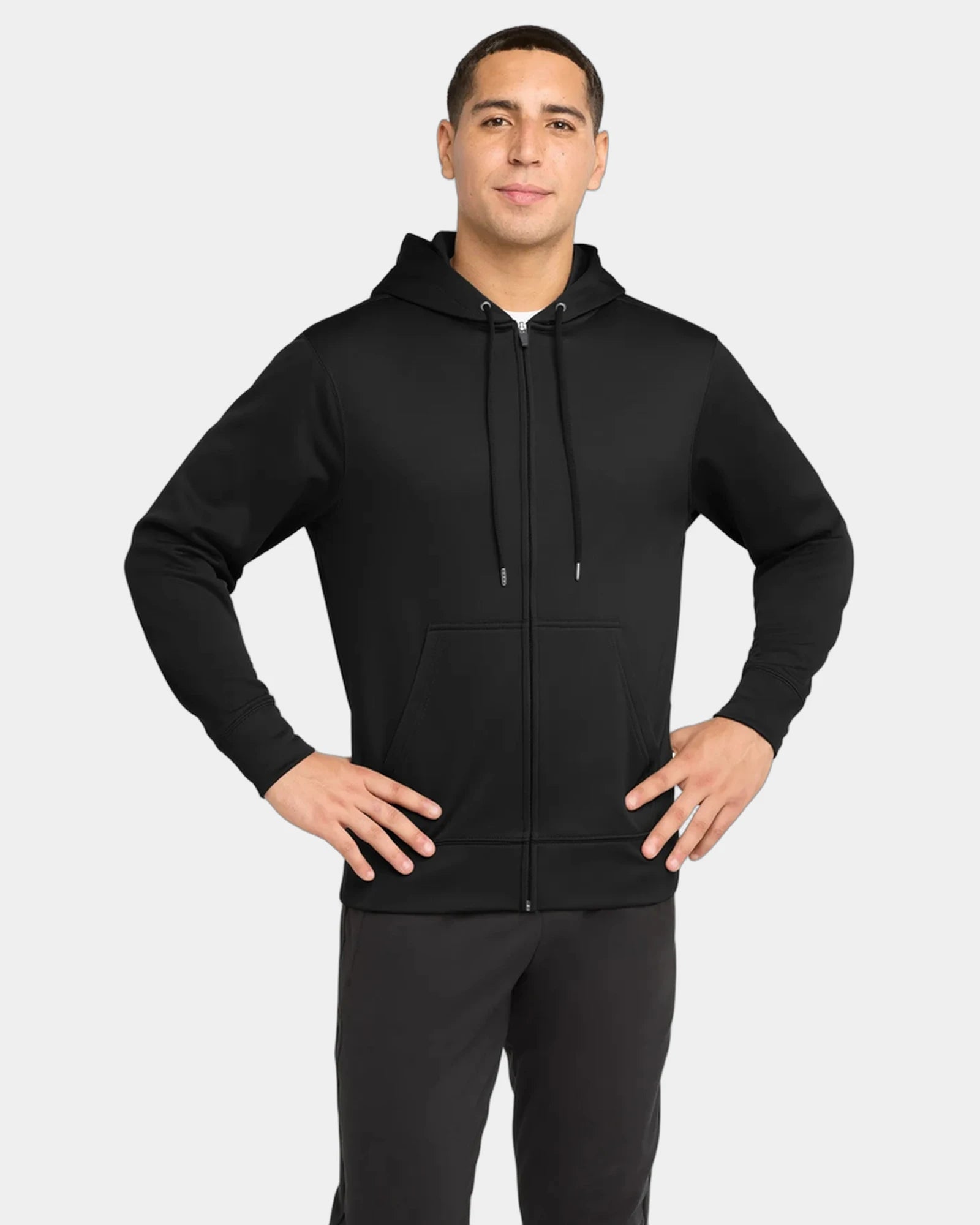 Custom fleece full-zip hooded jacket Sport-Tek Sport-Wick - Black