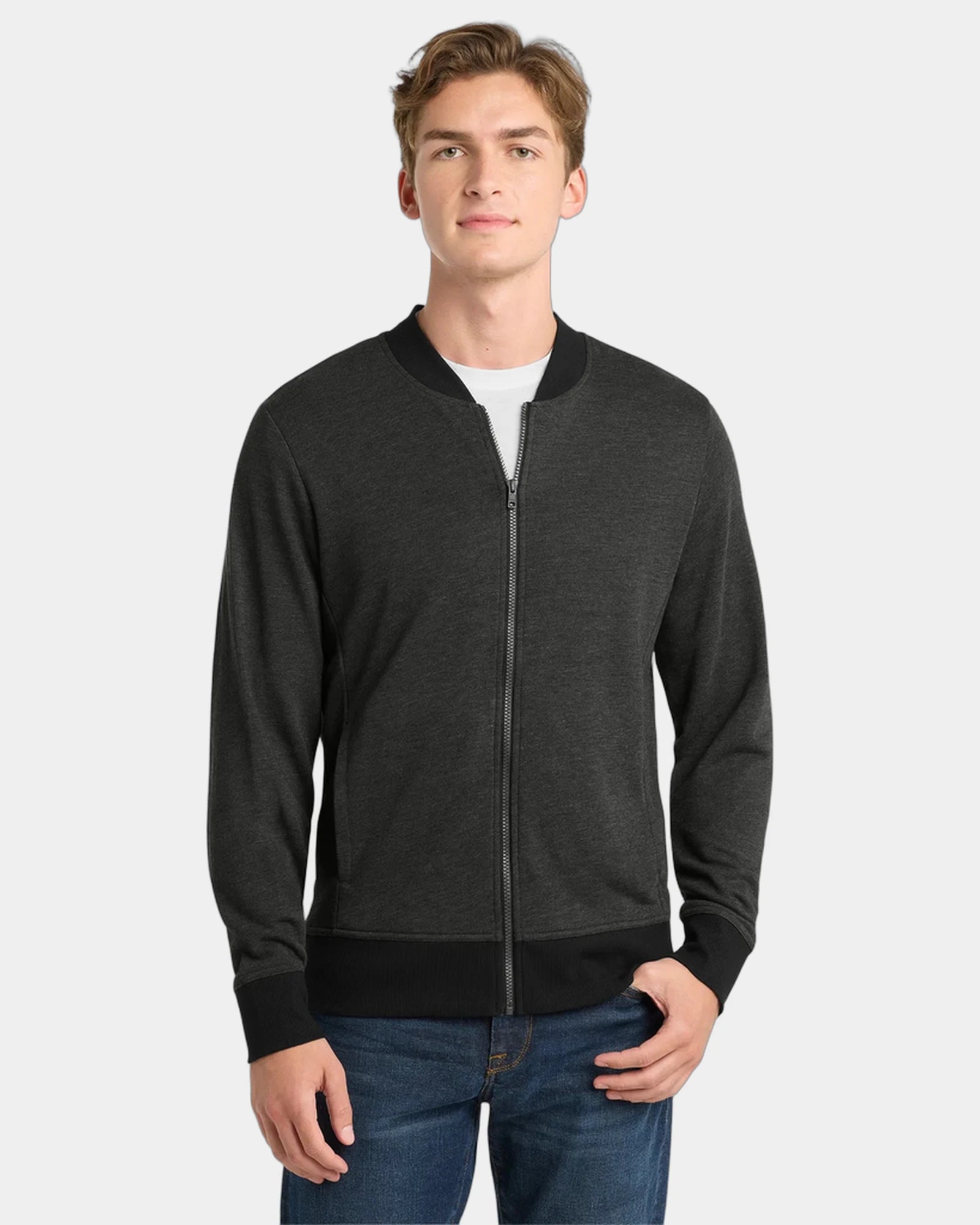 Custom Lightweight French Terry Bomber Jacket Sport-Tek - Heather Black