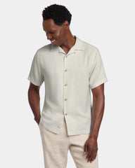 Custom silk camp shirt with tropical print, short sleeve - Continental