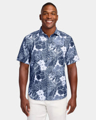 Custom moisture-wicking floral camp shirt short sleeve - Blue Note