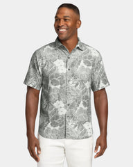 Custom moisture-wicking floral camp shirt short sleeve - Light Grey