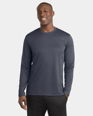 Custom polyester Sport-Tek RacerMesh long sleeve tee - Graphite