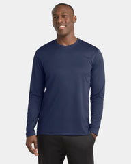 Custom polyester Sport-Tek RacerMesh long sleeve tee - True Navy
