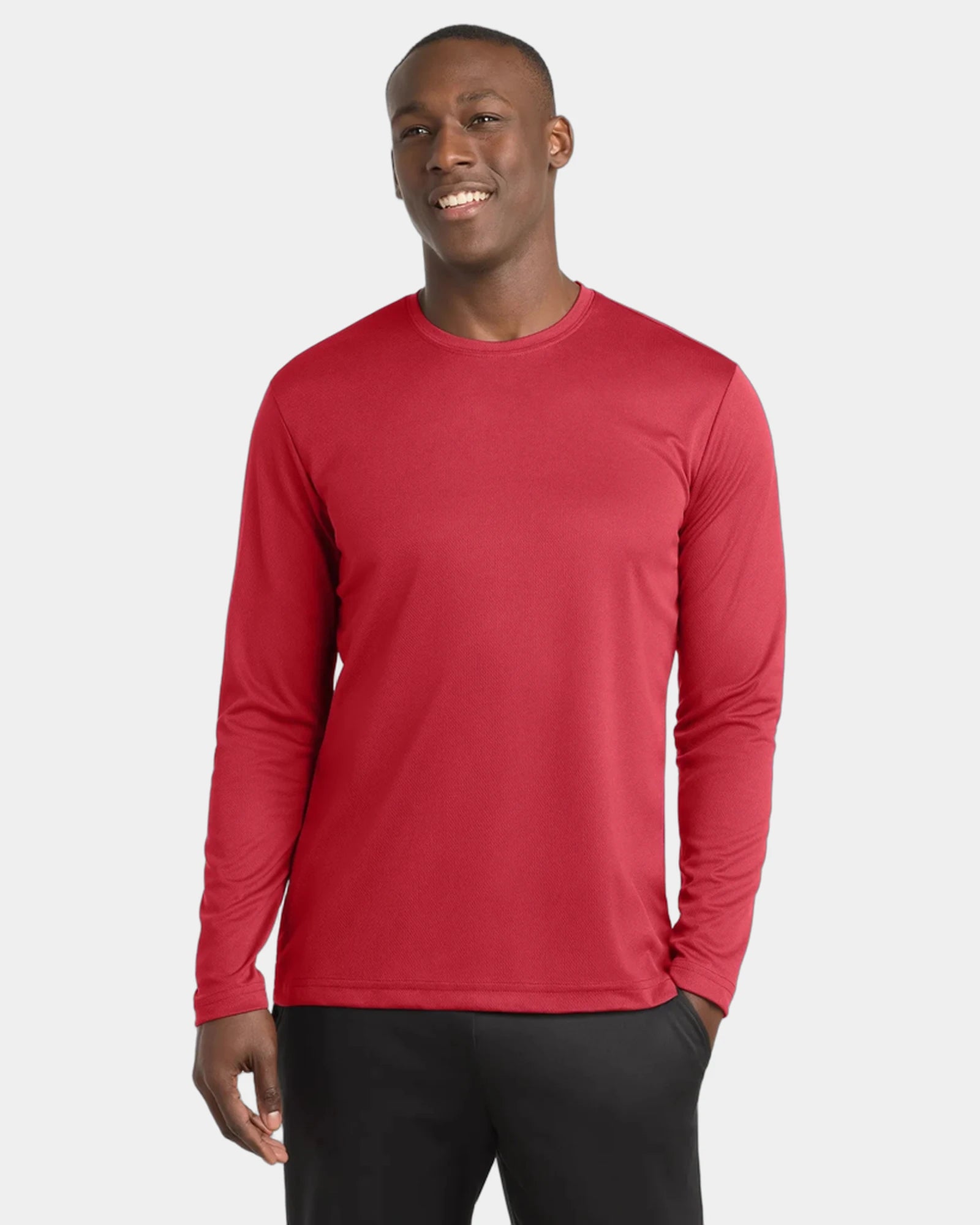 Custom polyester Sport-Tek RacerMesh long sleeve tee - True Red
