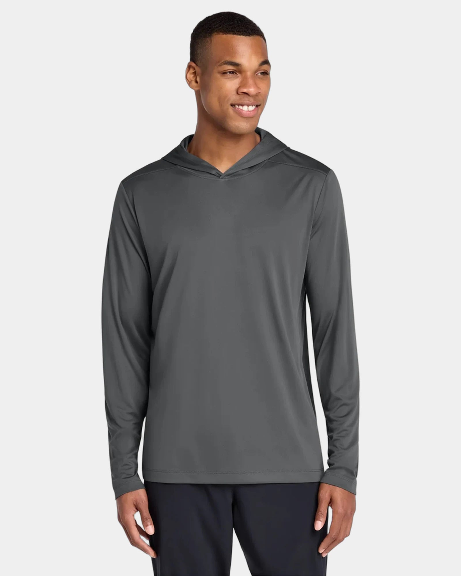 Custom UPF 50 Sport-Tek Posi-UV Pro Long Sleeve Hoodie - Dark Smoke Grey