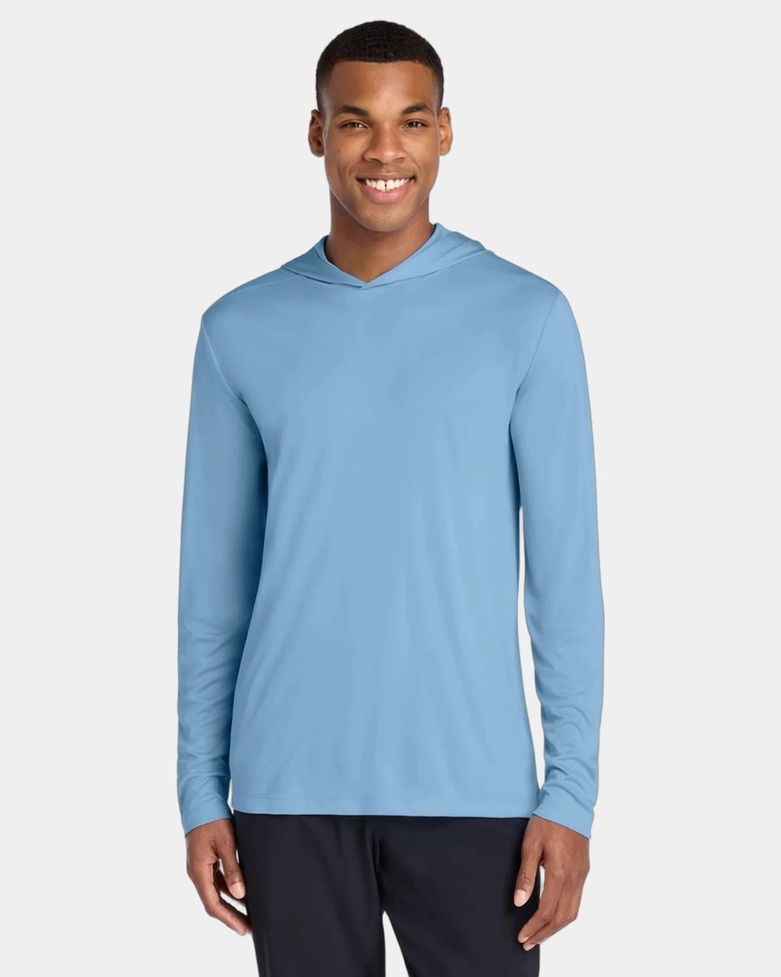 Custom UPF 50 Sport-Tek Posi-UV Pro Long Sleeve Hoodie - Light Blue