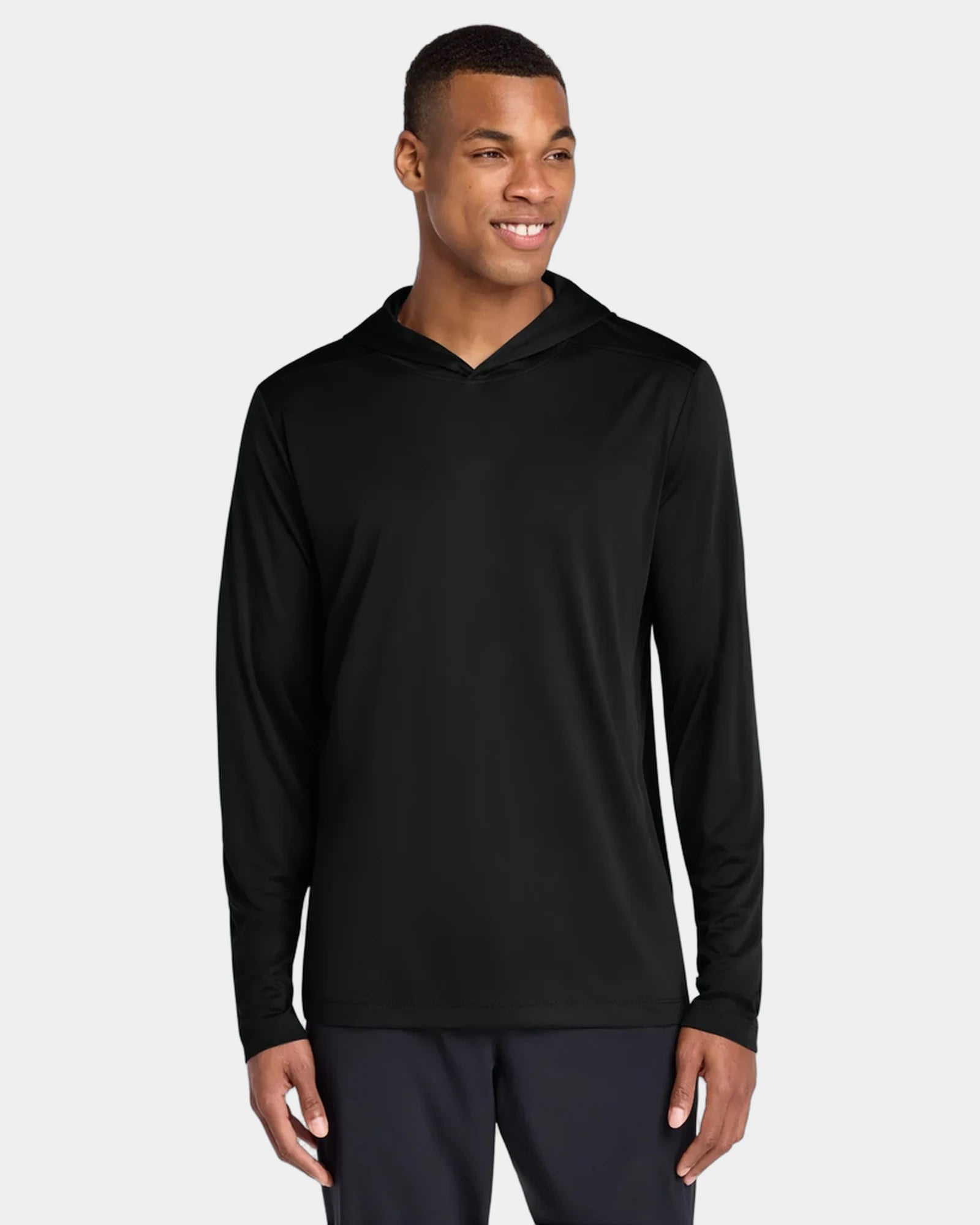 Custom UPF 50 Sport-Tek Posi-UV Pro Long Sleeve Hoodie - Black