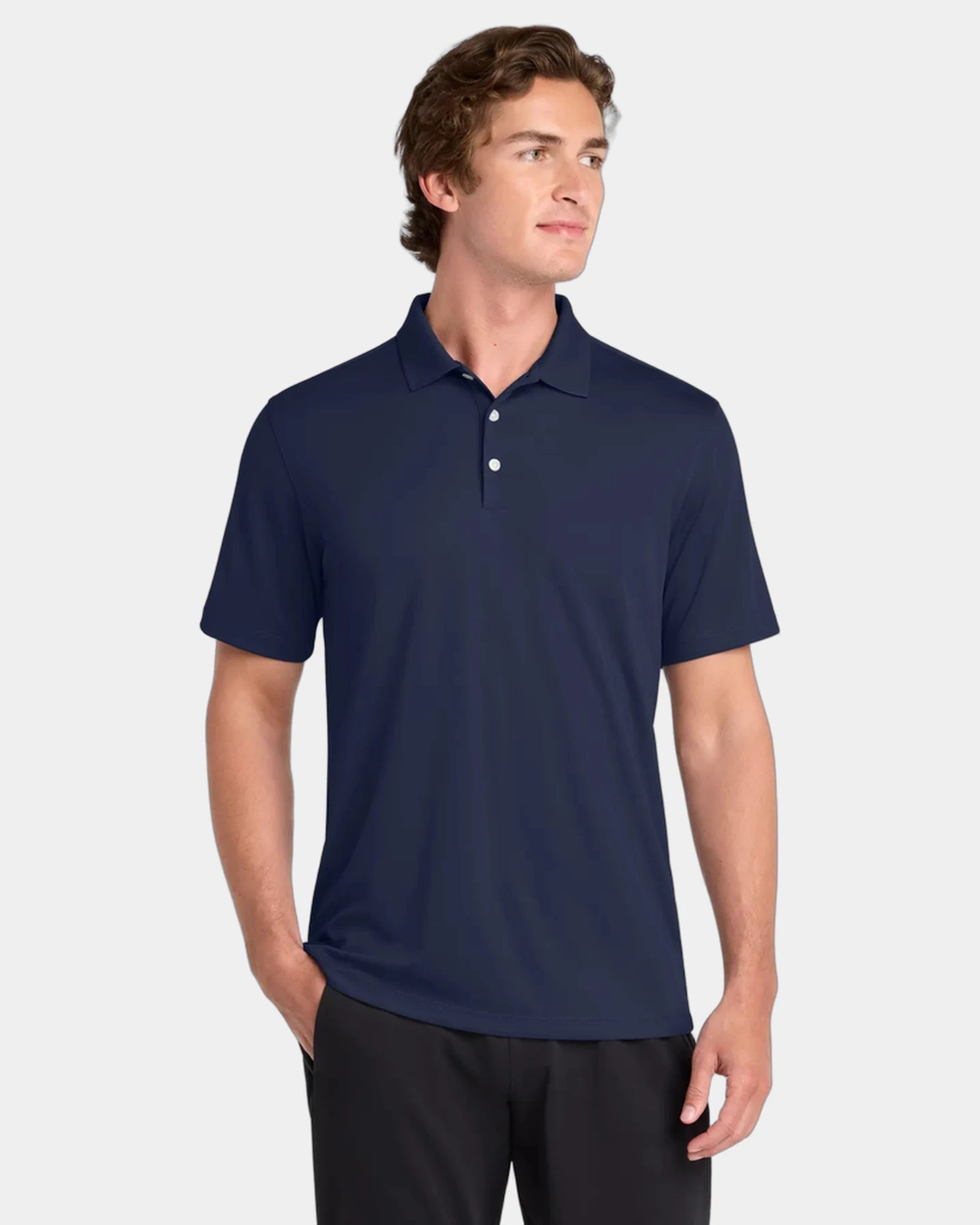Custom UV polo Sport-Tek Micropique moisture-wicking - True Navy