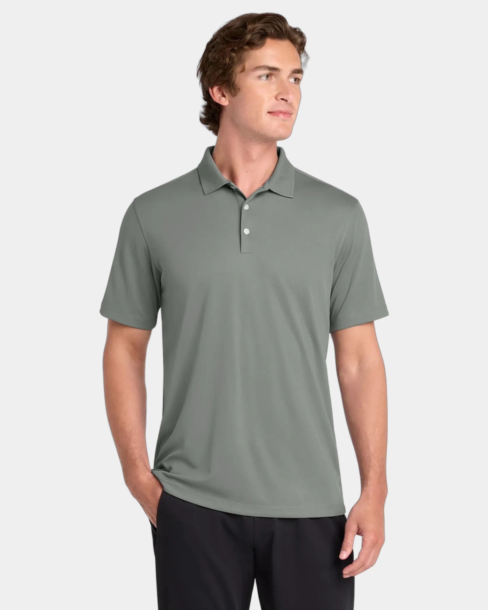 Custom UV polo Sport-Tek Micropique moisture-wicking - Grey Concrete