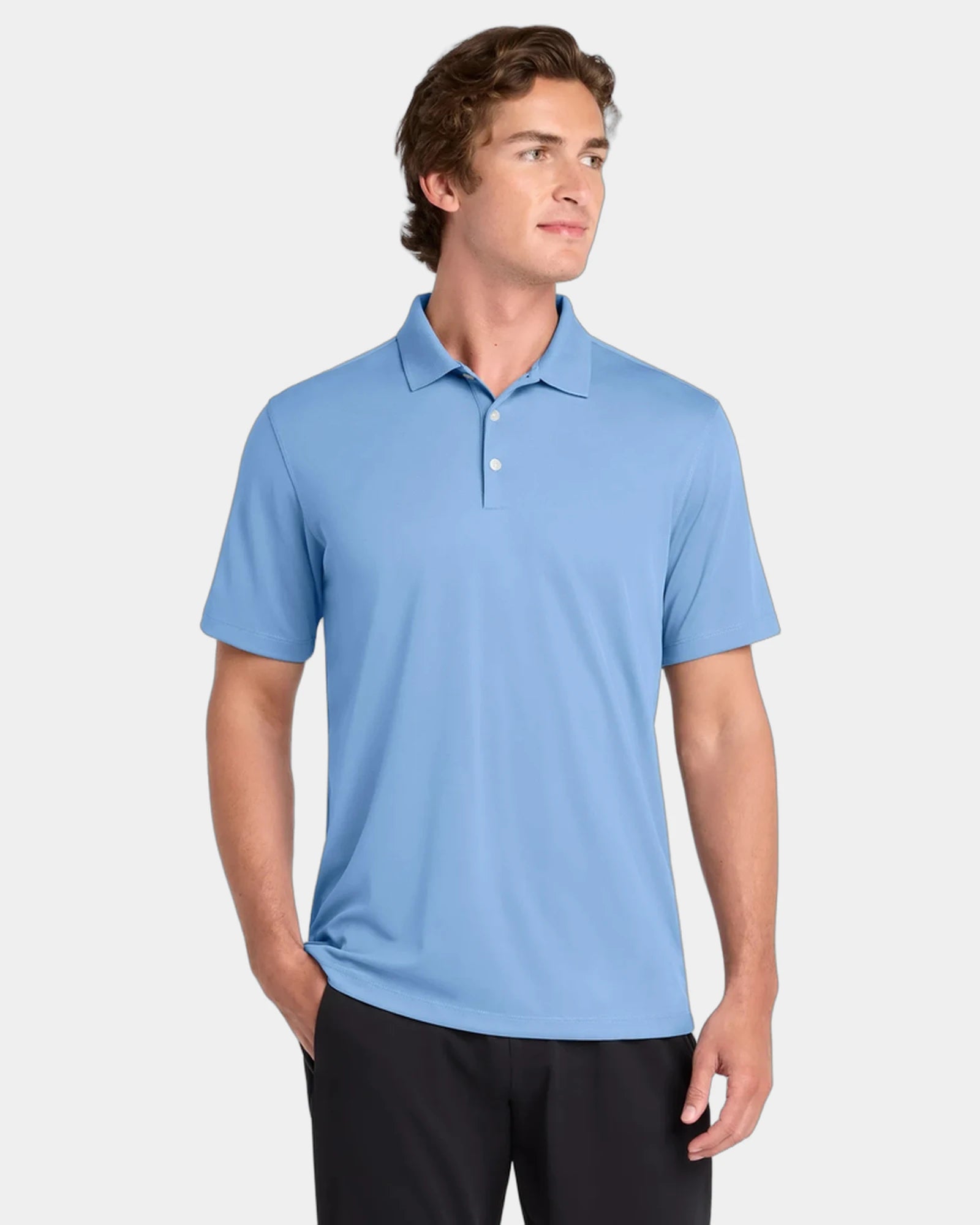 Custom UV polo Sport-Tek Micropique moisture-wicking - Carolina Blue