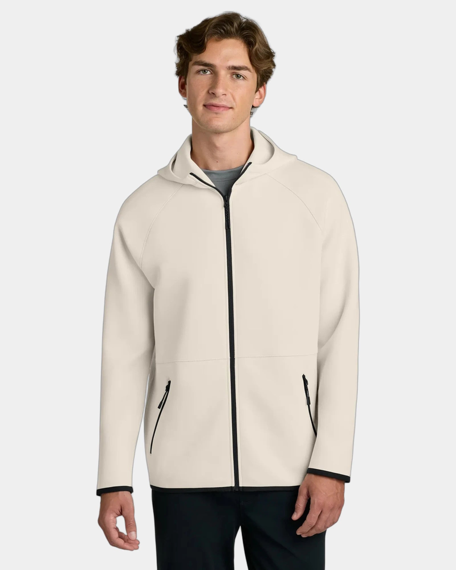 Custom full-zip hoodie Sport-Tek Phenom spacer knit - Ecru