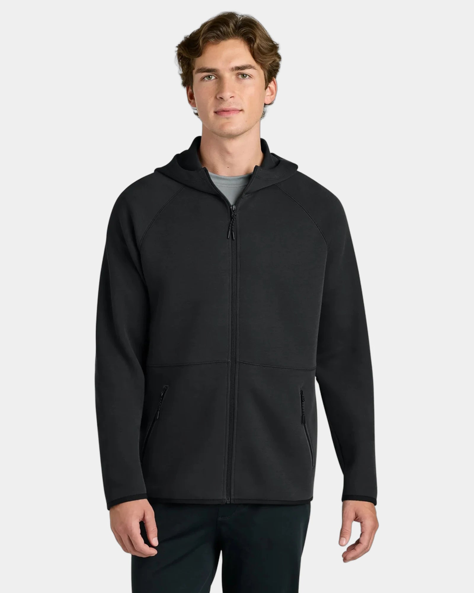 Custom full-zip hoodie Sport-Tek Phenom spacer knit - Black