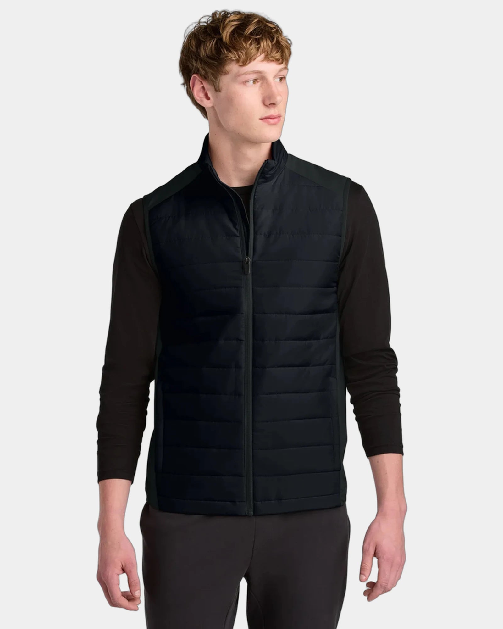 Custom water-repellent Sport-Tek Teknical Hybrid Vest - Black