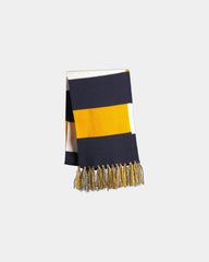 Custom fringed acrylic Sport-Tek Spectator Scarf - True Navy/ Gold/ White