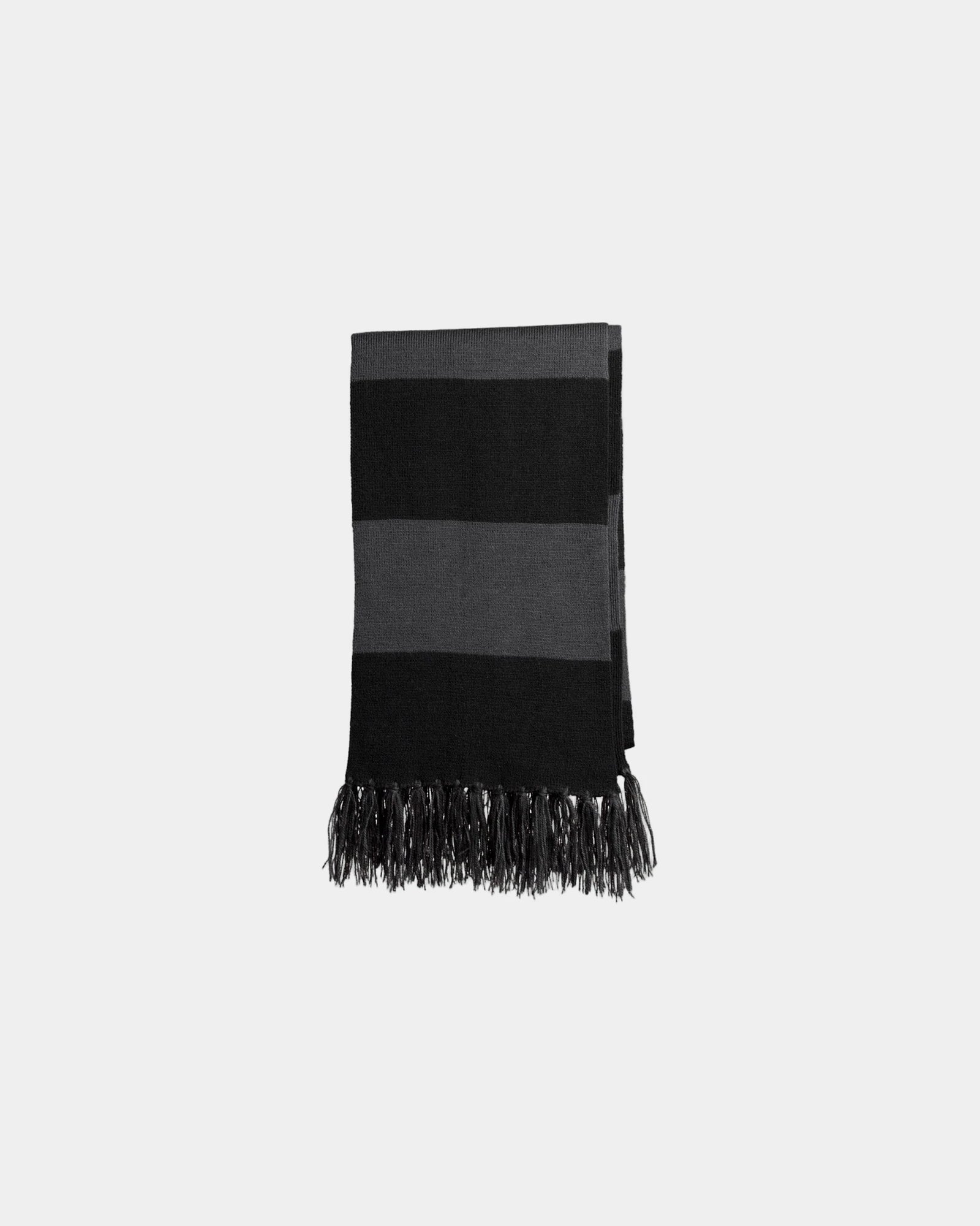 Custom fringed acrylic Sport-Tek Spectator Scarf - Black/ Iron Grey