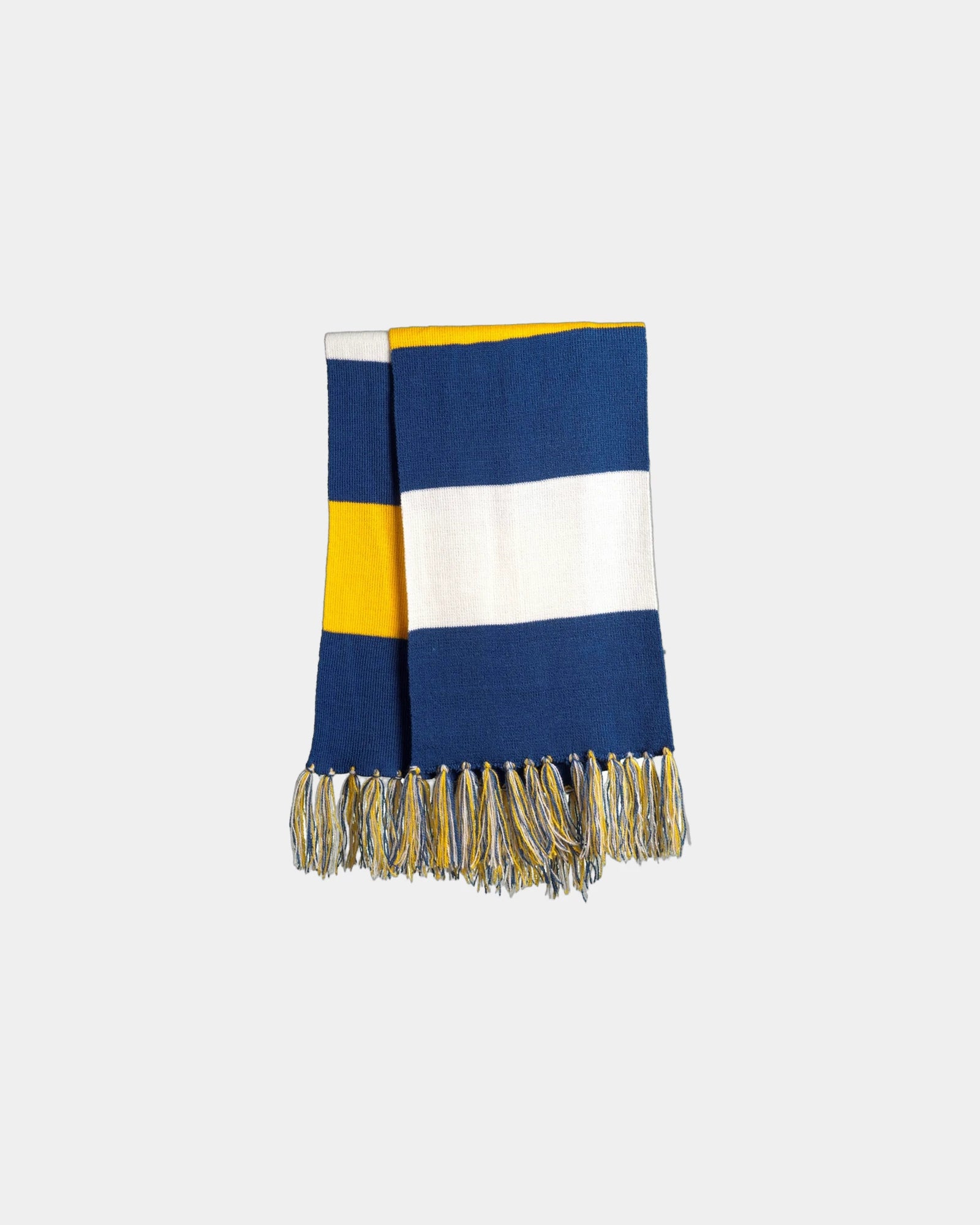 Custom fringed acrylic Sport-Tek Spectator Scarf - True Royal/ Gold/ White