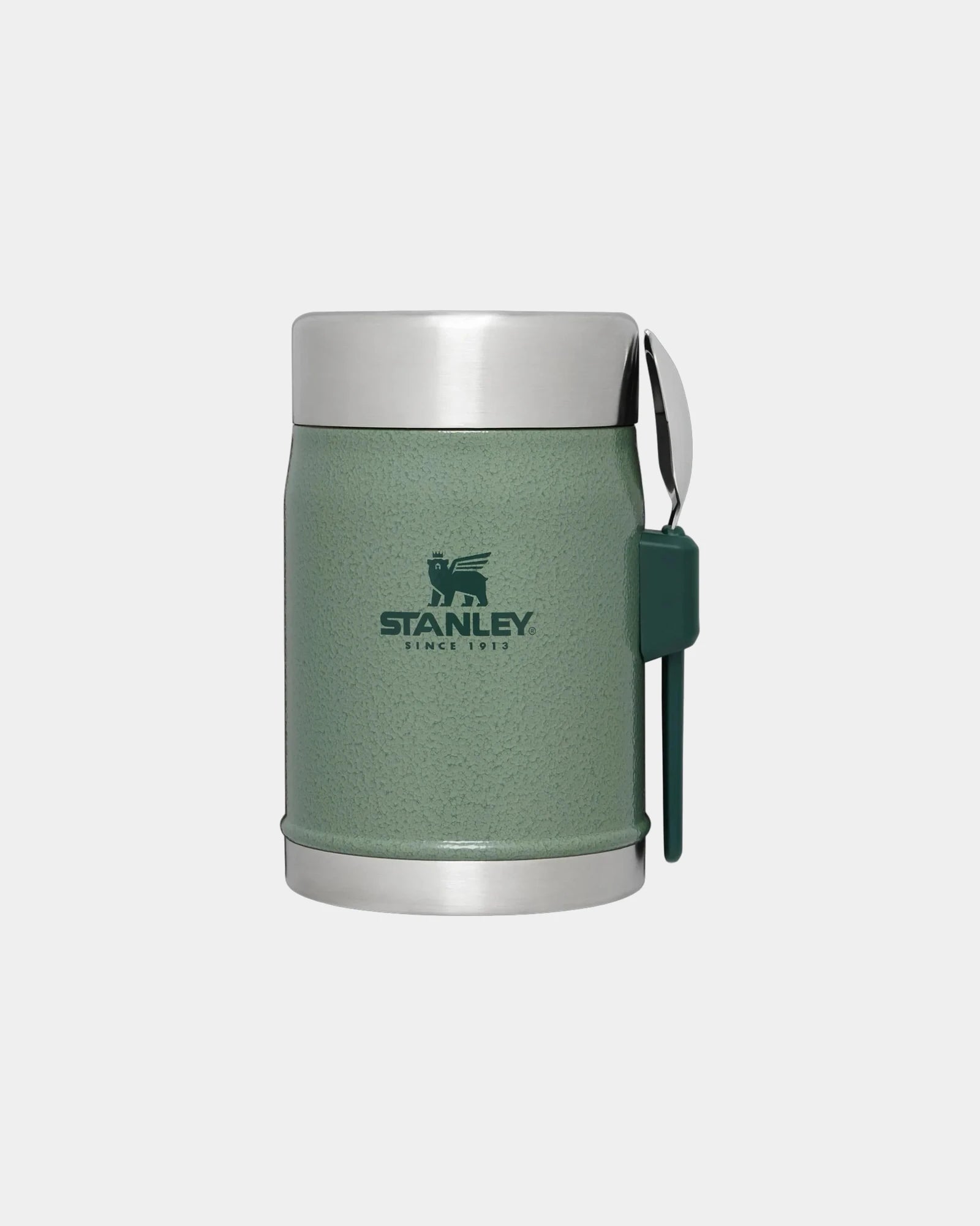 Custom insulated 14 oz Stanley food jar with spork - Hammertone Green