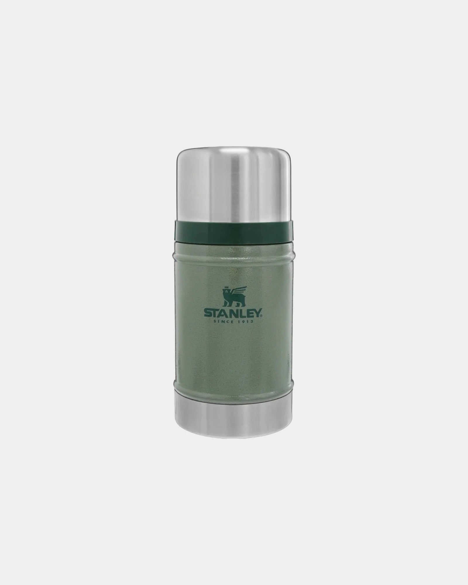 Custom recycled steel Stanley 24 oz insulated food jar - Hammertone Green