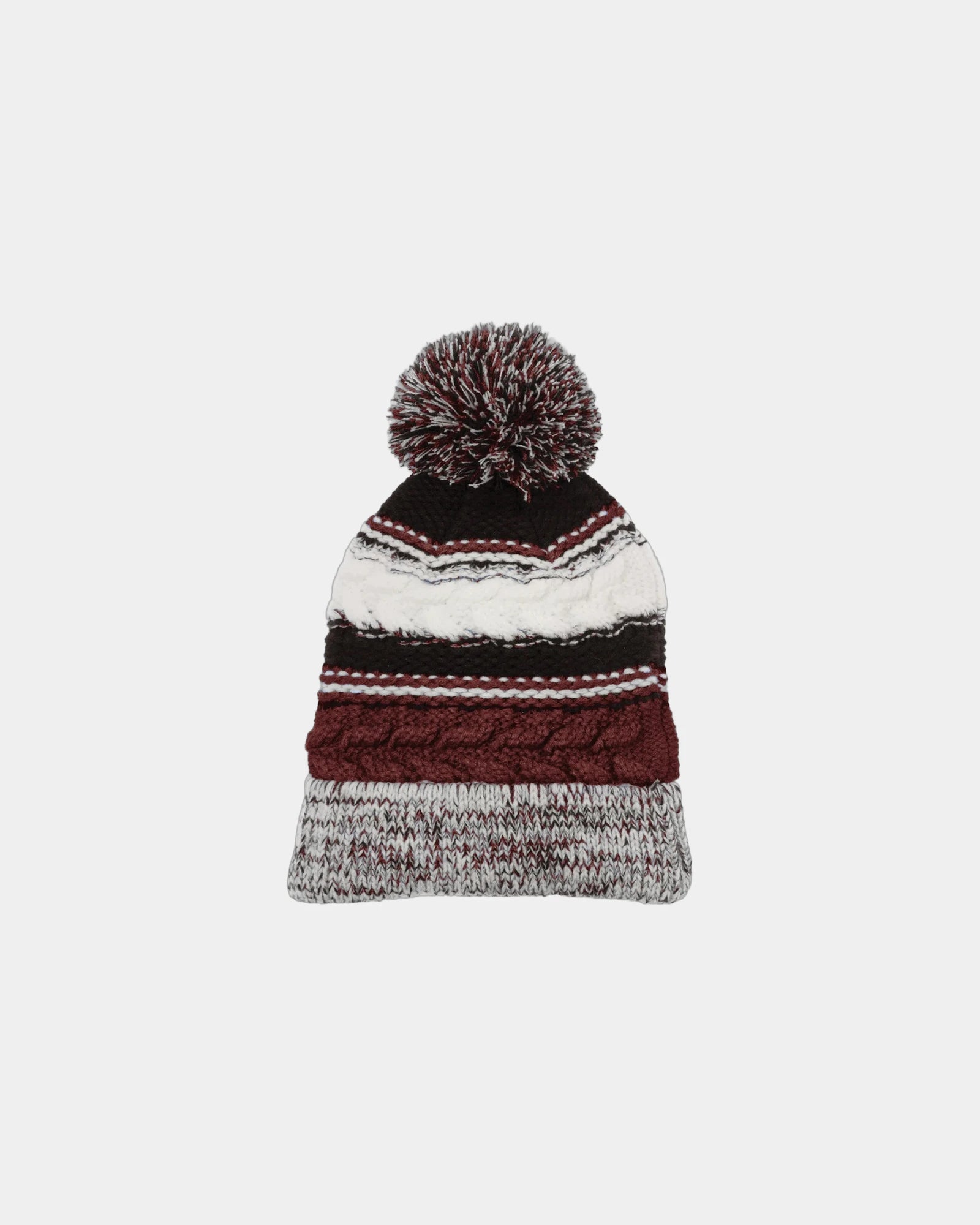 Custom acrylic Sport-Tek Pom Team Beanie - Maroon/ Black/ White