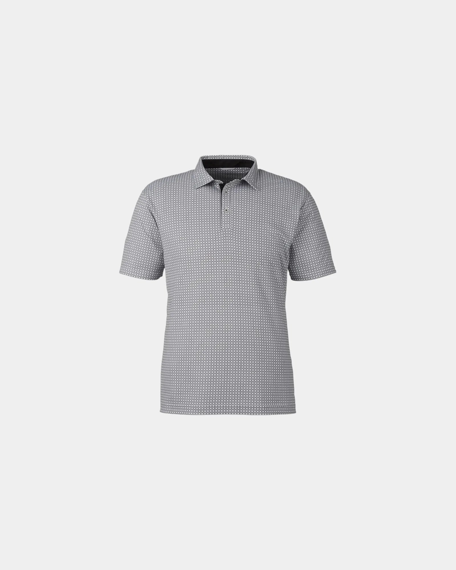 Custom recycled polyester men's Tanner polo shirt - Glacier/ Black