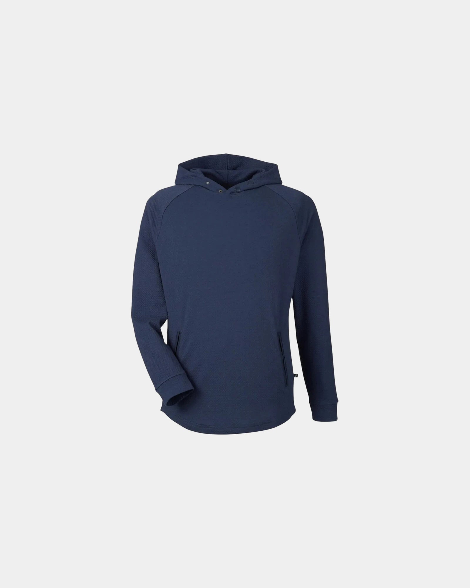 Custom waffle hooded pullover with front pockets - Navy