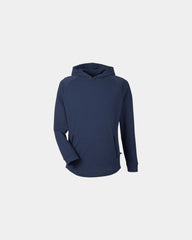 Custom waffle hooded pullover with front pockets - Navy