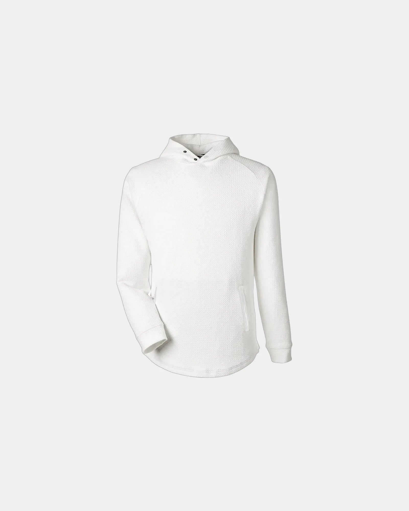 Custom waffle hooded pullover with front pockets - Vintage White