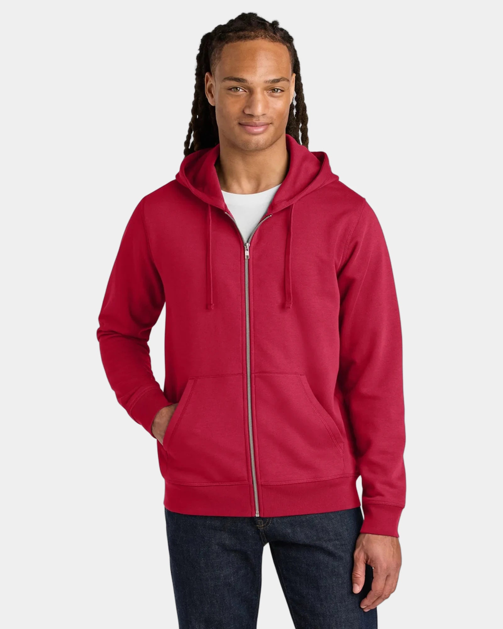 Custom organic cotton Stanley/Stella Mixer full-zip hoodie - Red