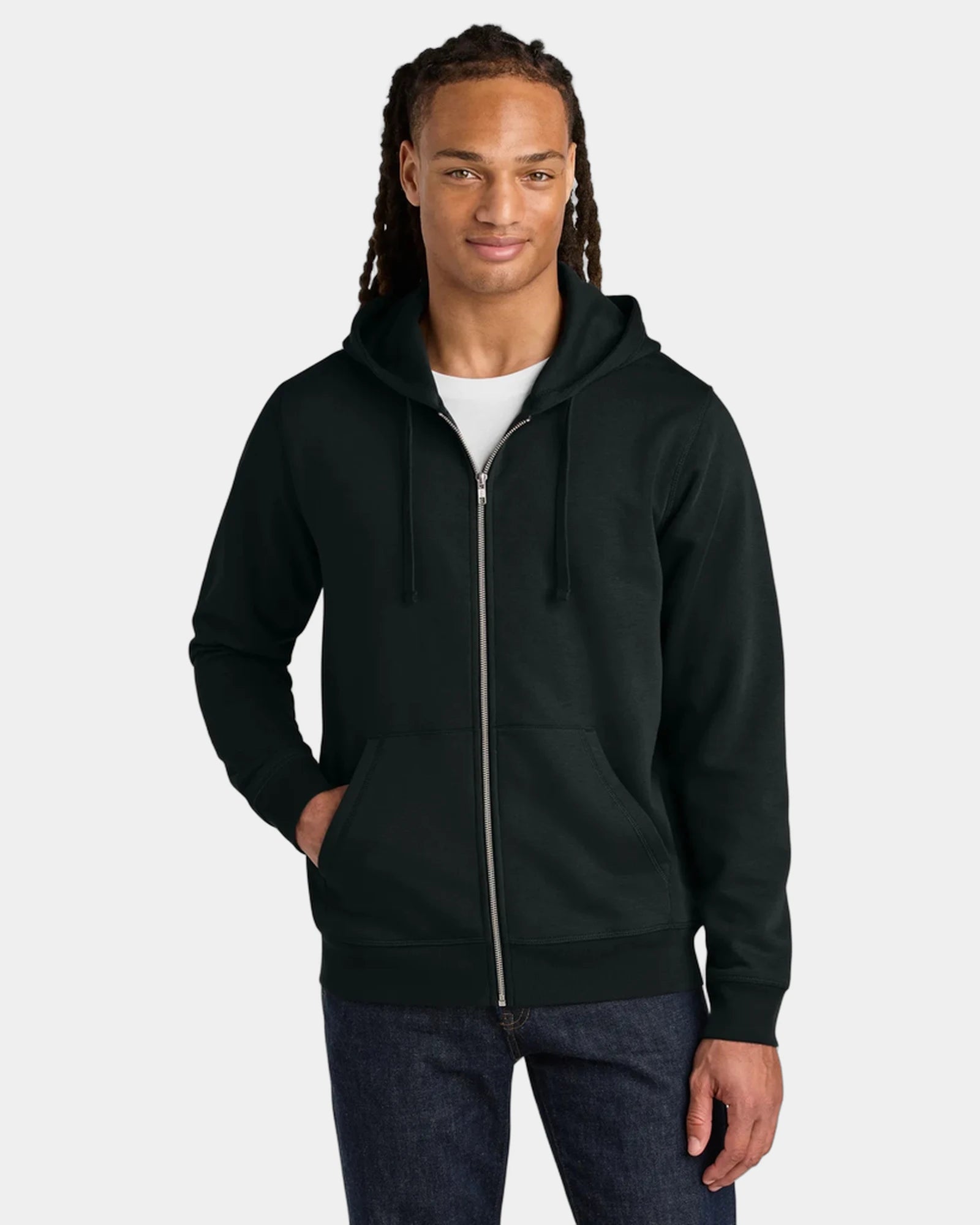 Custom organic cotton Stanley/Stella Mixer full-zip hoodie - Black
