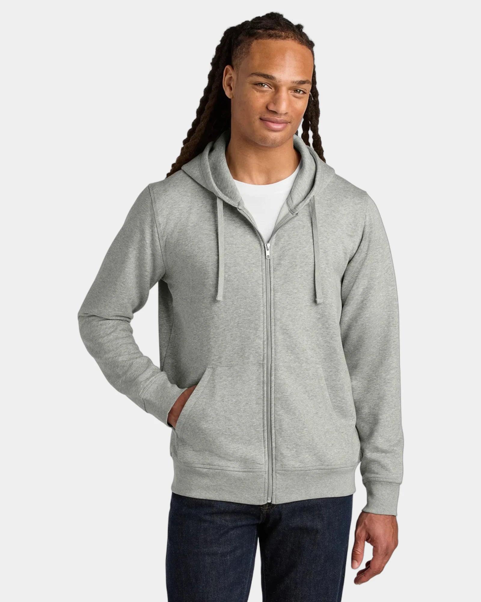 Custom organic cotton Stanley/Stella Mixer full-zip hoodie - Heather Grey