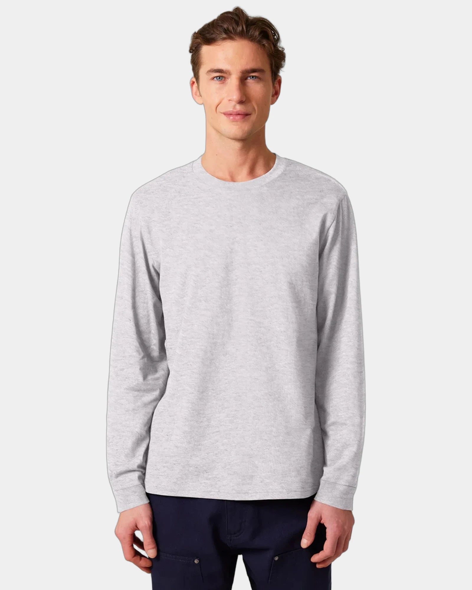 Custom organic cotton long sleeve tee Stanley/Stella - Cool Heather Grey