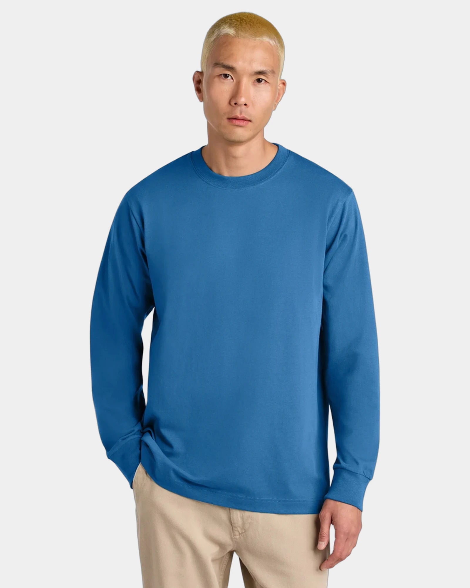 Custom organic cotton tee Stanley/Stella Freestyler LS - Mindful Blue