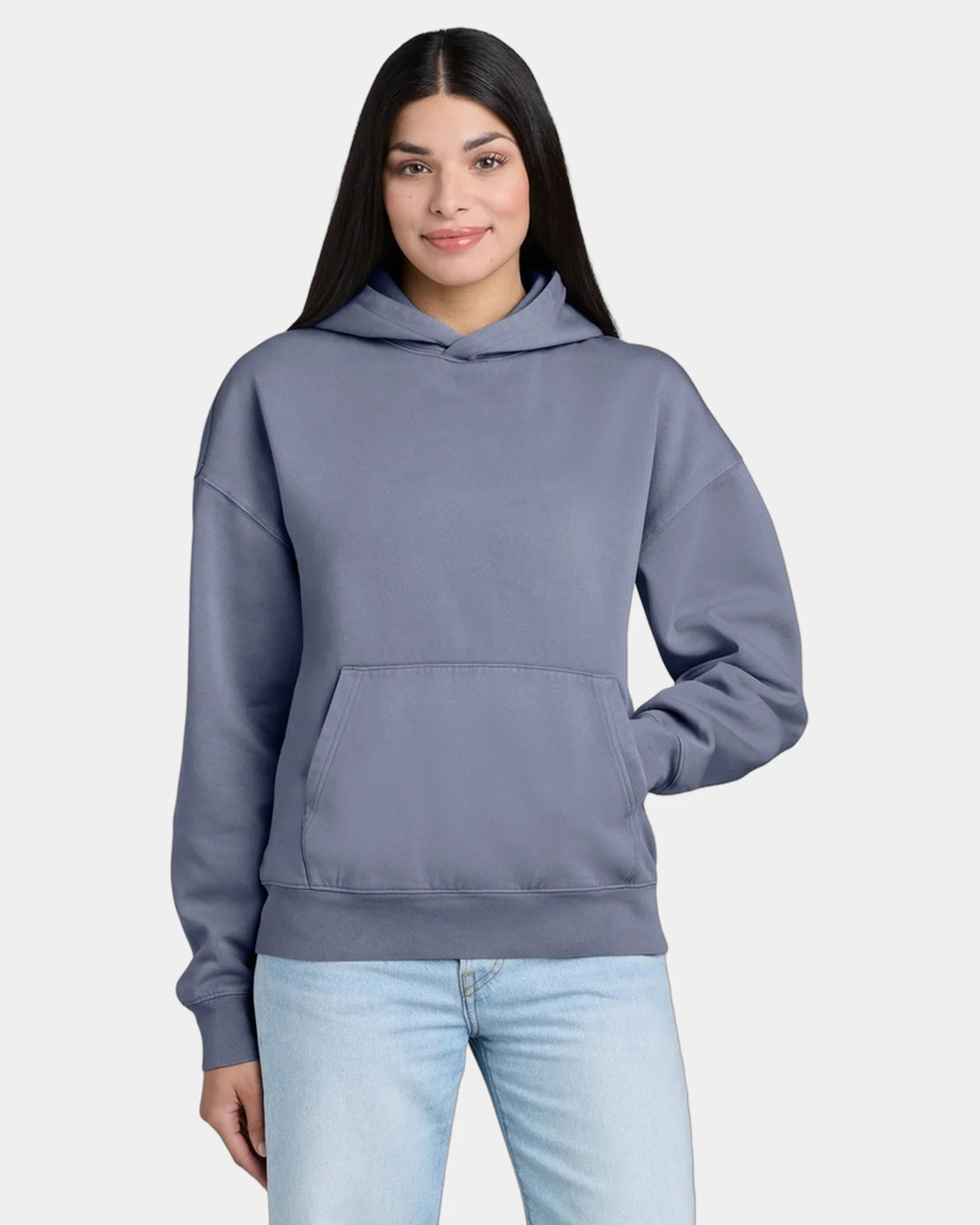 Custom organic cotton Stanley/Stella Chaser hoodie - G. Dyed Blue Grey