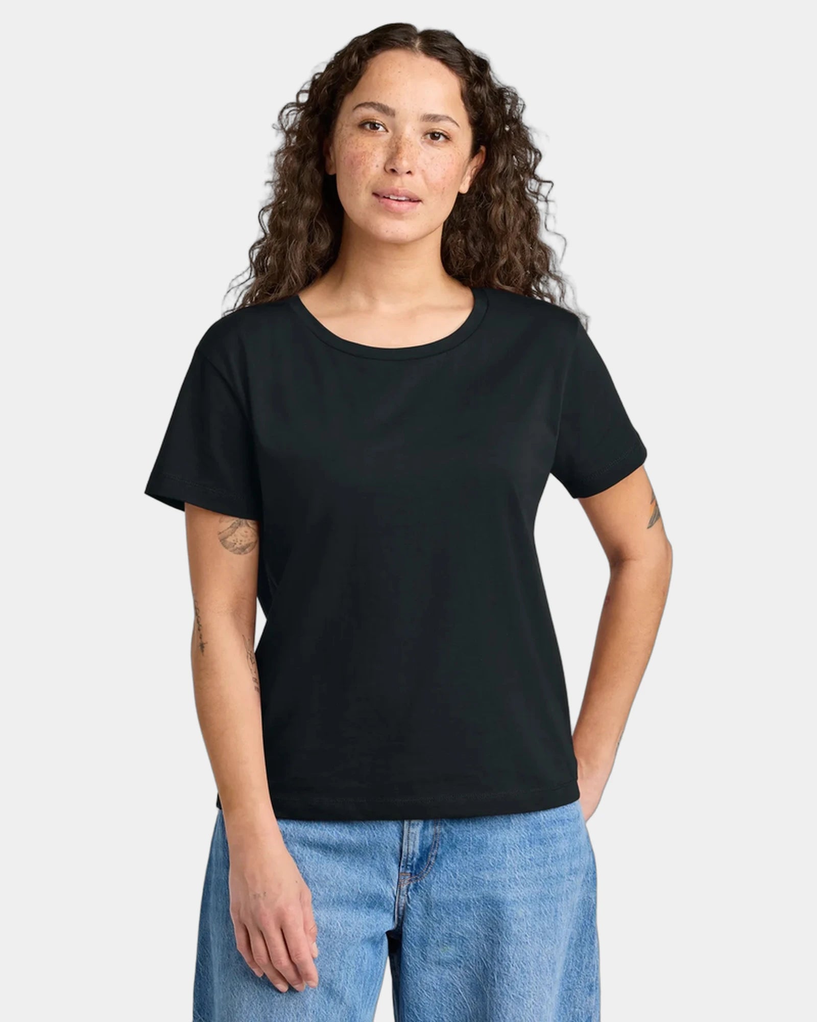 Custom organic cotton Stanley/Stella Serena scoop neck tee - Black