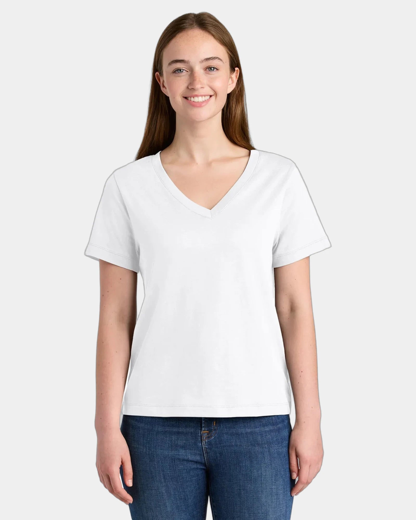Custom organic cotton Stanley/Stella Isla V-Neck tee - White