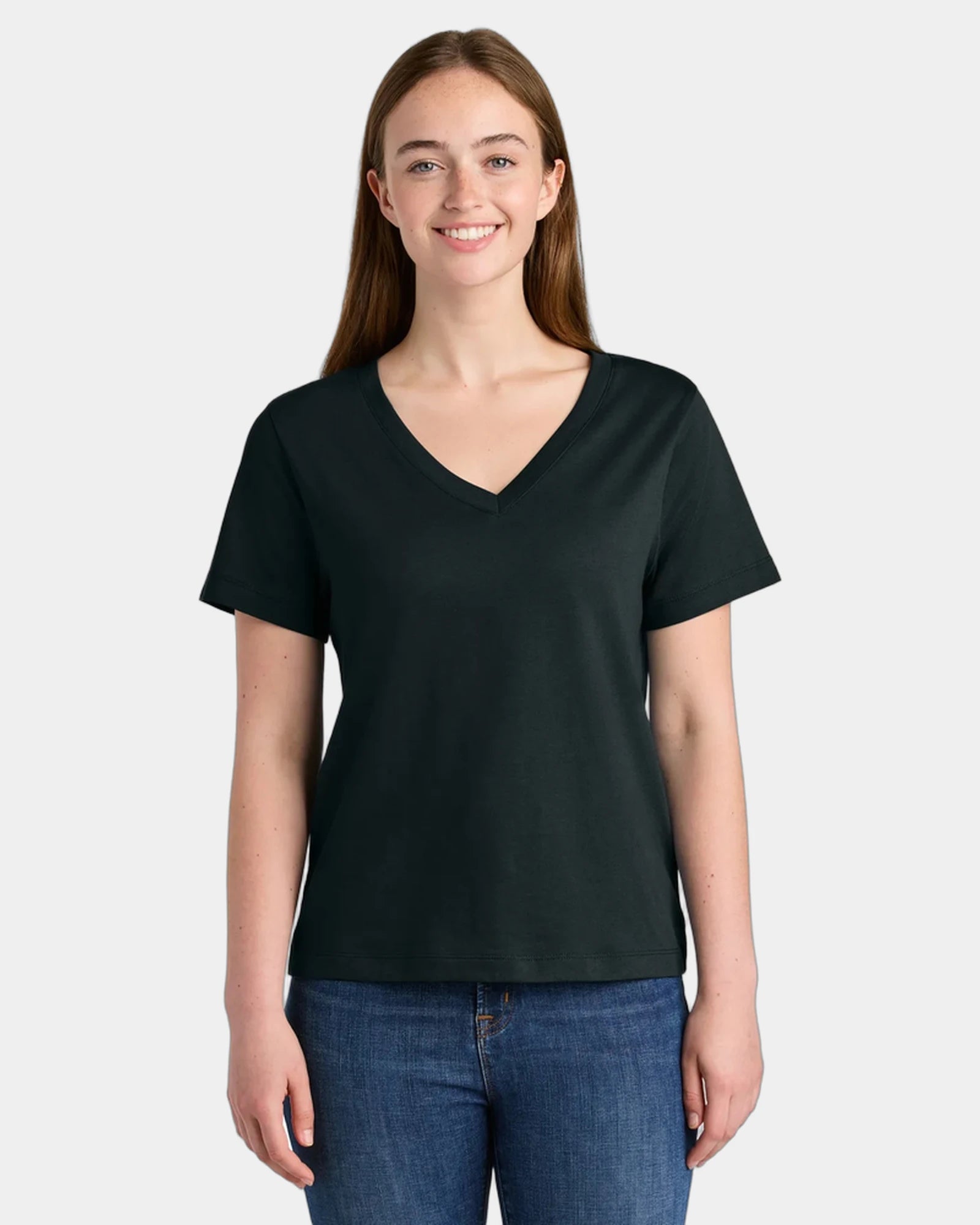 Custom organic cotton Stanley/Stella Isla V-Neck tee - Black