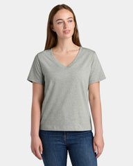 Custom organic cotton Stanley/Stella Isla V-Neck tee - Heather Grey