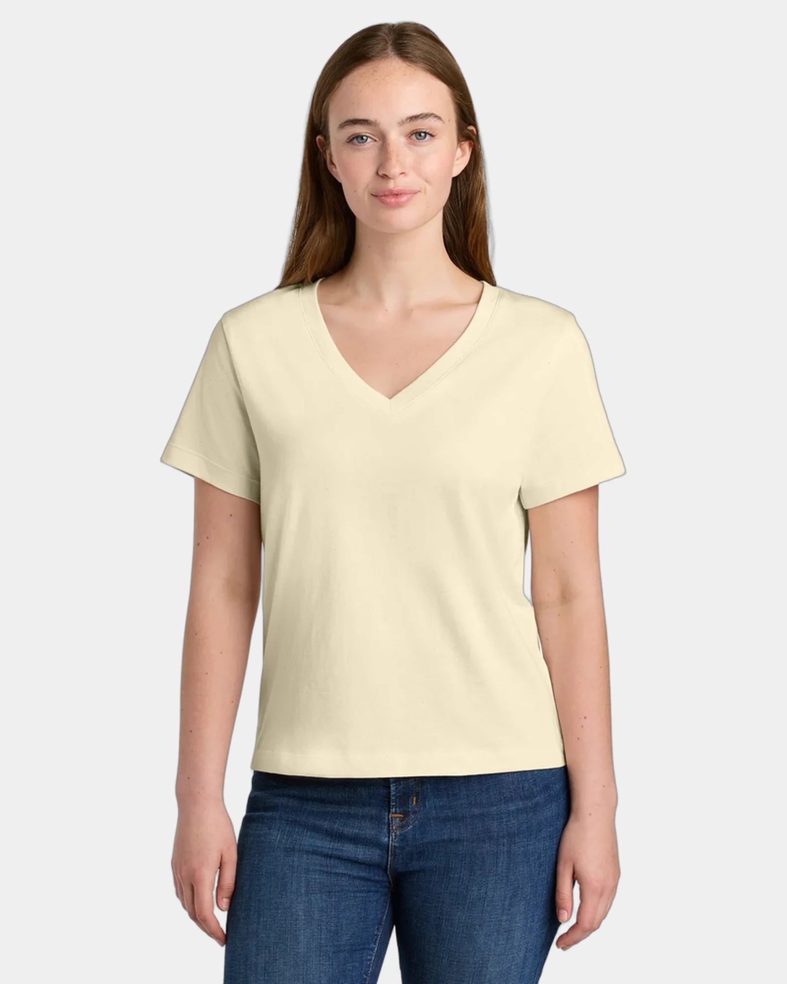 Custom organic cotton Stanley/Stella Isla V-Neck tee - Natural Raw