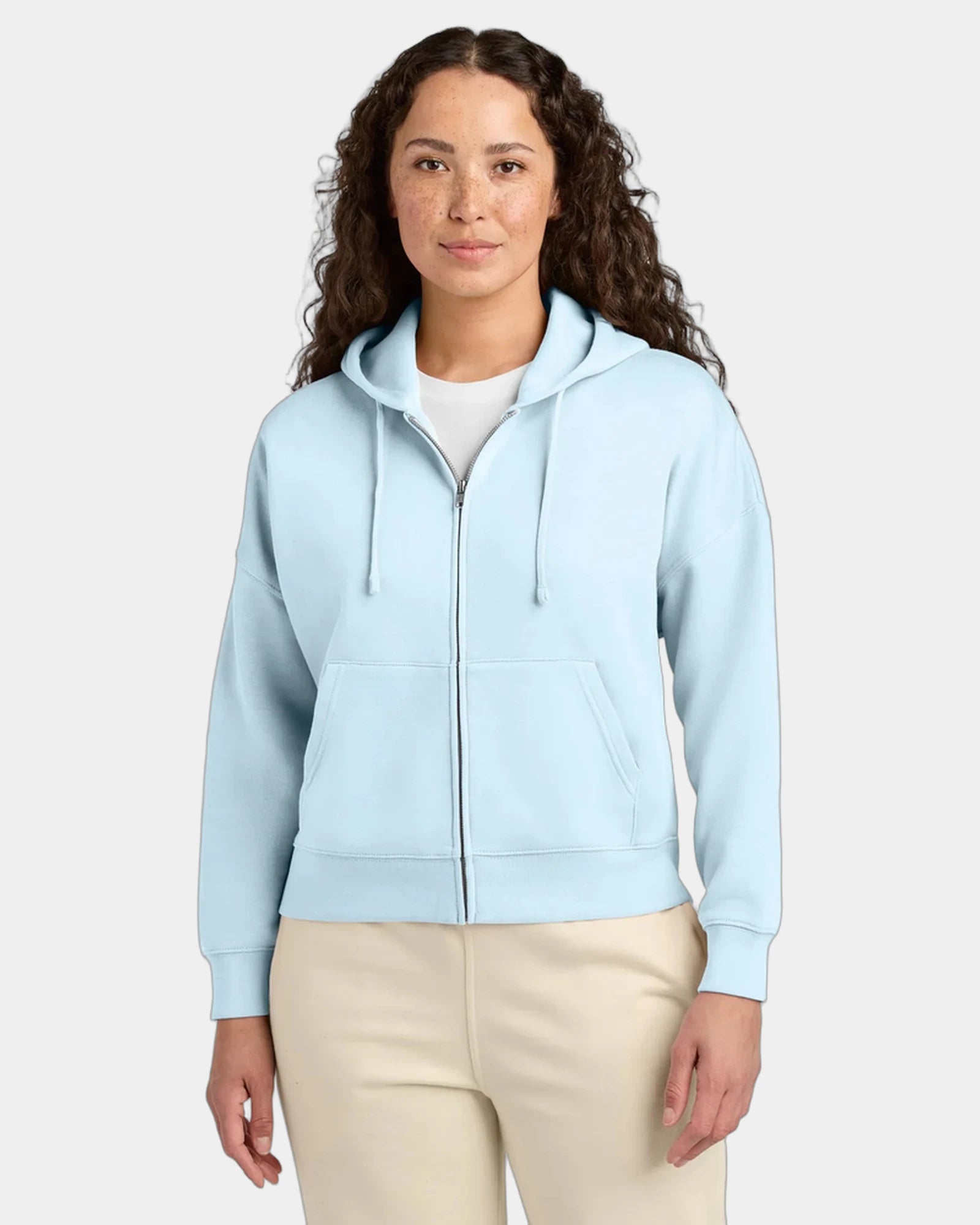Custom organic cotton Stanley/Stella Ida full-zip hoodie - Blue Ice