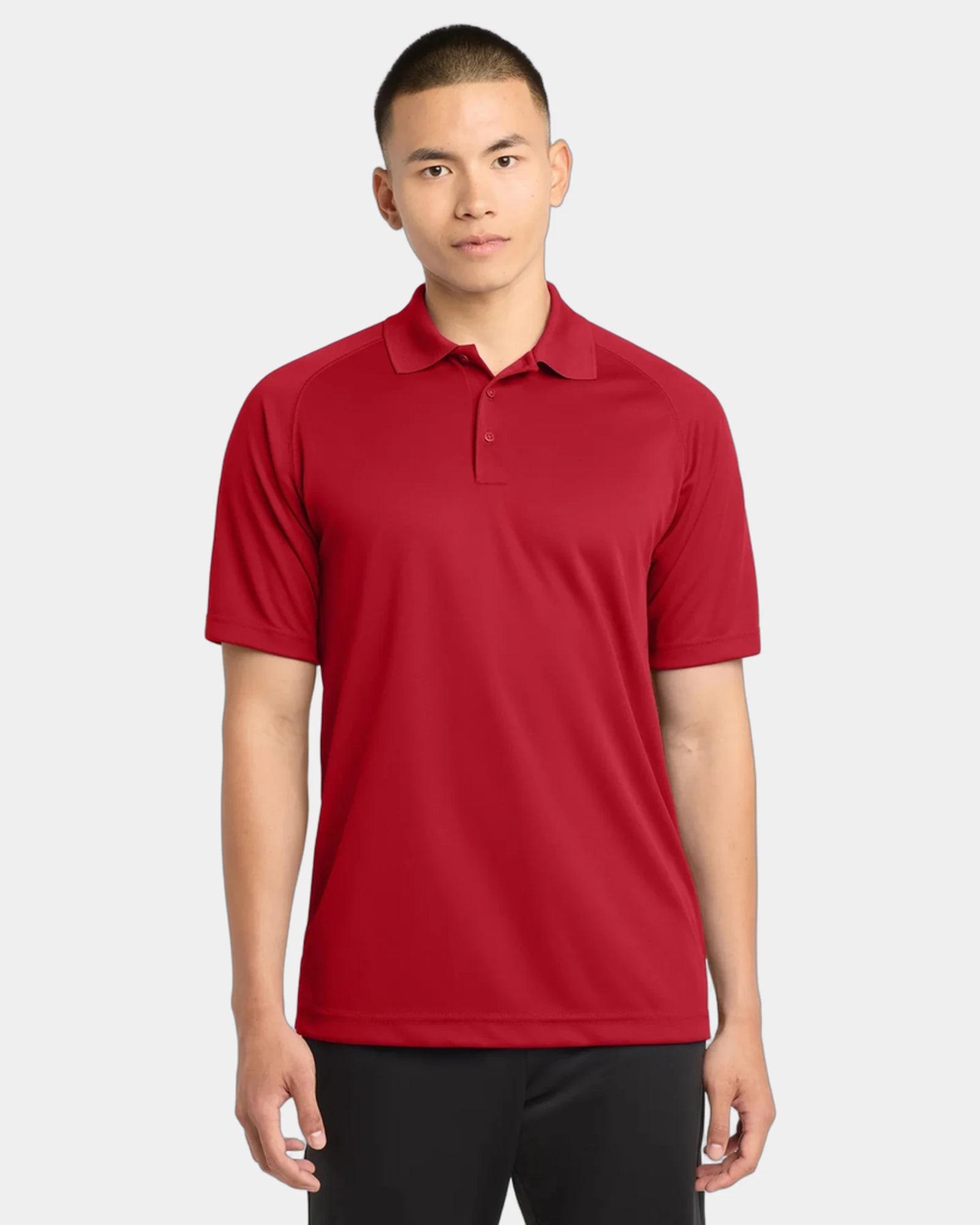 Custom polyester polo Sport-Tek Dry Zone Raglan - True Red