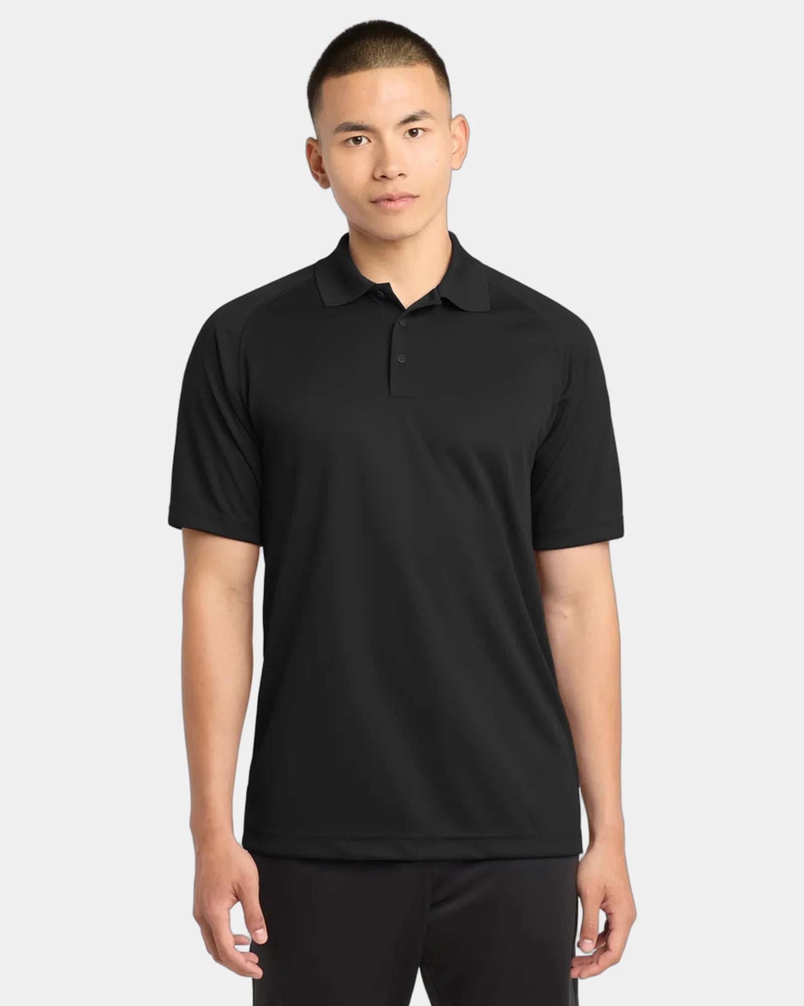Custom polyester polo Sport-Tek Dry Zone Raglan - Black